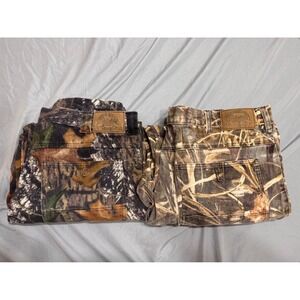 Lot of 2 Cabelas Mens Camo Hunting Pants 40 Reg Max-4 HD Woodland Cotton 930129